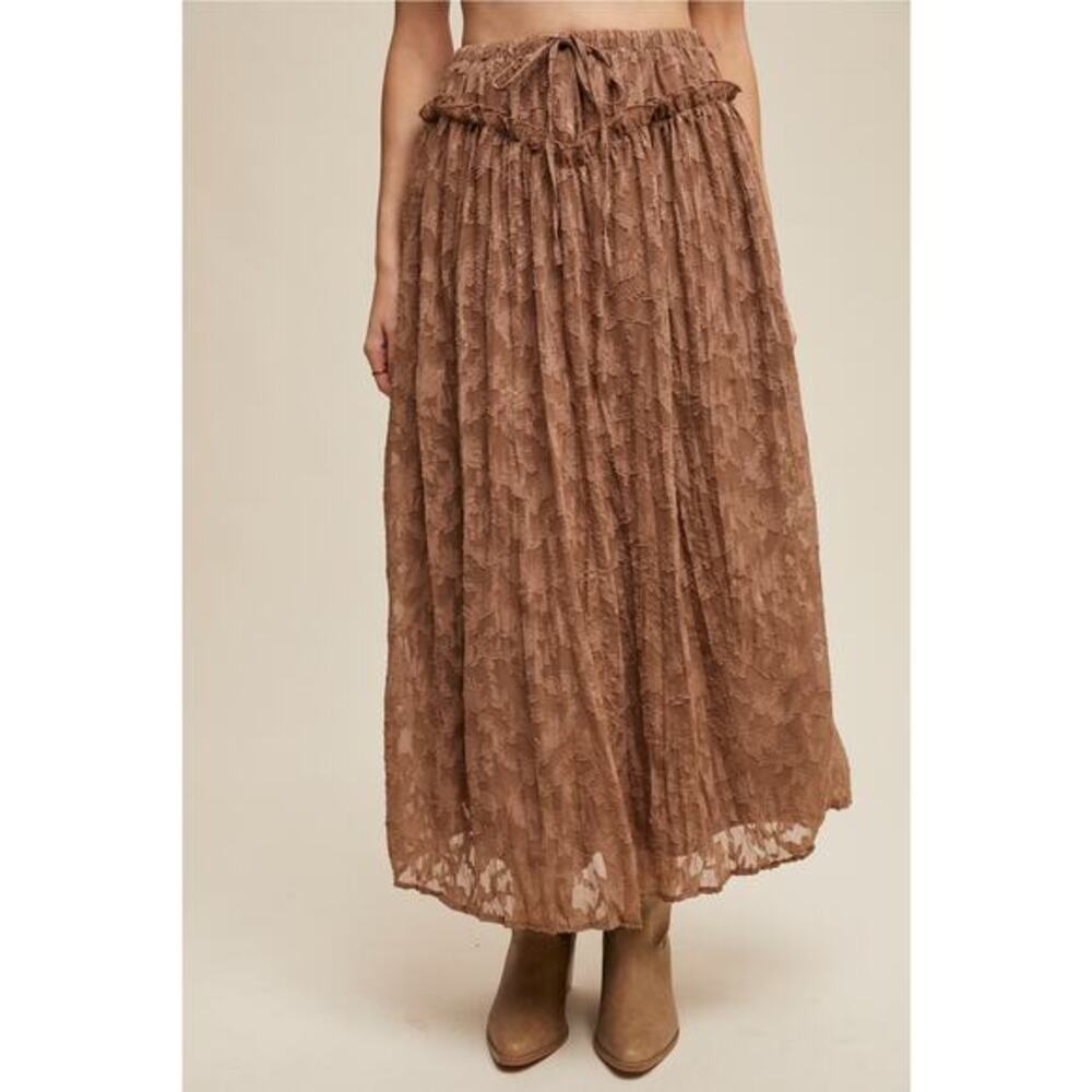 Listicle Size Medium Brown Floral Textured Maxi Skirt